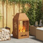 brasero vidaXL 50x50x100 cm en acier vieilli