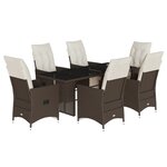 vidaXL Ensemble de bistro de jardin 7 Pièces coussins marron poly rotin