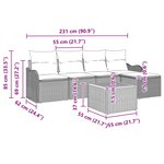 vidaXL Ensemble de canapé de jardin 6 Pièces Gris Poly rotin