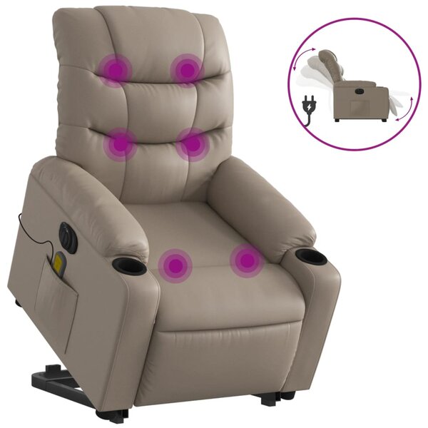 vidaXL Fauteuil inclinable de massage électrique cappuccino similicuir