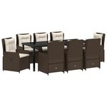 vidaXL Ensemble de salle à manger pour jardin 9 Pièces Marron polyrotin