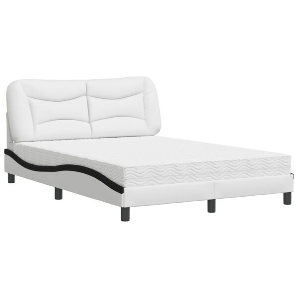 vidaXL Lit avec matelas Hvar blanc et noir 120x200 cm similicuir