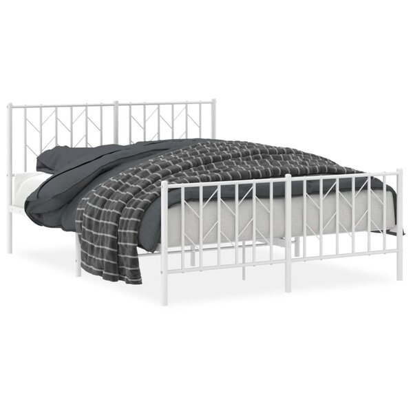 vidaXL Cadre de lit métal sans matelas et pied de lit blanc 140x200 cm