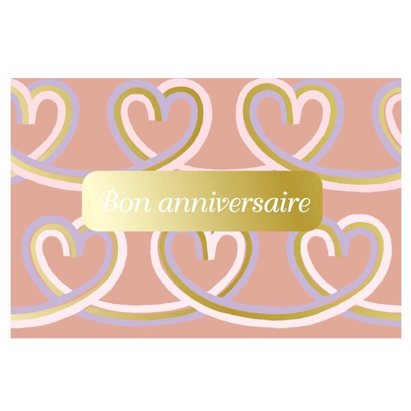 Carte Bon Anniversaire Motifs Cœurs - Rose - Draeger paris