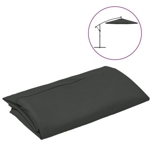 vidaXL Tissu de remplacement pour parasol déporté anthracite 300 cm