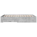 vidaXL Cadre de lit avec tiroirs sans matelas gris béton 140x190 cm