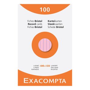 Etui De 100 Fiches - Bristol Ligné Non Perforé 100x150mm - Couleurs Assorties - X 10 - Exacompta