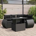 vidaXL Salon de jardin 5 Pièces avec coussins noir résine tressée