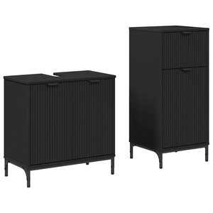 vidaXL Ensemble de mobilier de salle de bain avec tiroir 2 Pièces Noir