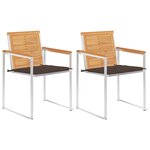 vidaXL Chaises de jardin avec coussins lot de 2 Teck solide et acier
