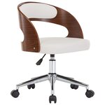 vidaXL Chaise pivotante de bureau Blanc Bois courbé et similicuir