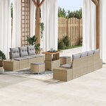 Ensemble de 10 pièces de Sofa de Jardin avec Coussins Beige Poly Rattan Acacia