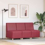 vidaXL Unité de Sofa Modulaire Sans Accoudoirs 3 Pièces Rouge bordeaux