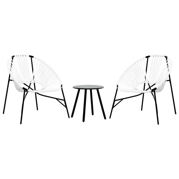 vidaXL Lot de 3 Chaise de jardin noir et blanc résine tressée