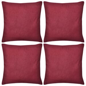 vidaXL Housses de coussin 4 Pièces Coton Bordeaux 40x40 cm