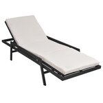 vidaXL Chaise longue avec coussin Résine tressée Noir