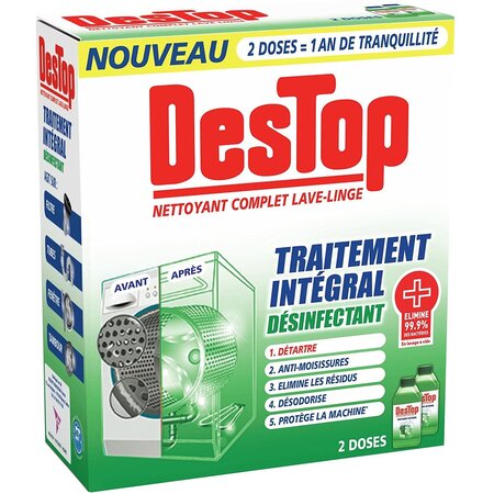 Nettoyant Lave-Linge Traitement Intégral DESTOP : les 2 doses de 250 ml à  Prix Carrefour