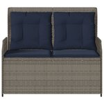 vidaXL Banc inclinable de jardin avec coussins gris résine tressée