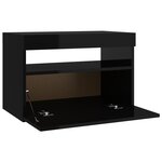 vidaXL Table de chevet avec lumières LED noir brillant 60x35x40 cm