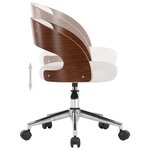 vidaXL Chaise pivotante de bureau Blanc Bois courbé et similicuir