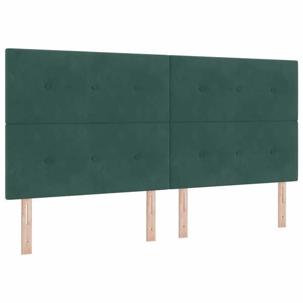 vidaXL Lit à ressort LED avec matelas Vert foncé 200 x 200 cm Velours