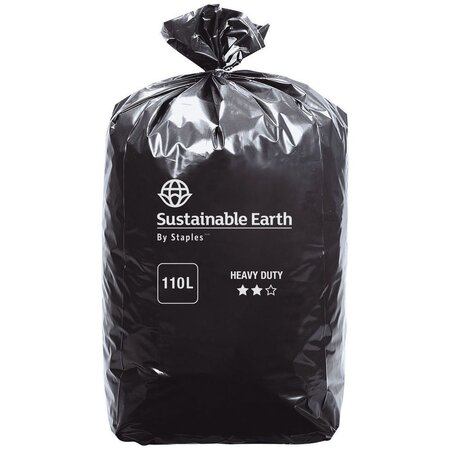 Sac poubelle 110 L noir pour déchets lourds en plastique recyclé 65 microns Ø 70 x H.110 cm (4 rouleaux de 25 sacs)