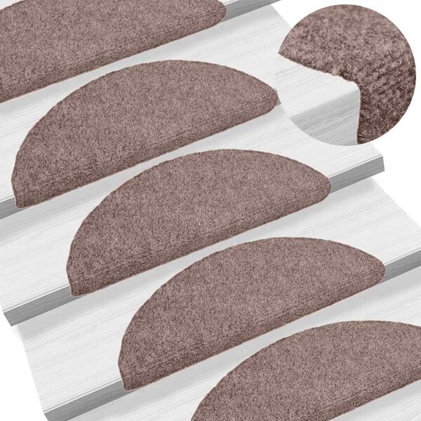 vidaXL Tapis d'escalier auto-adhésifs 5 pièces 56 x 17 x 3 cm Crème Demi-rond
