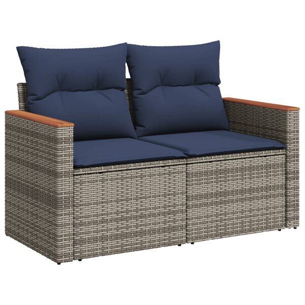 vidaXL Canapé de jardin avec coussins 2 places en résine tressée grise