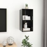 Vidaxl meuble tv mural noir brillant 37x37x72 cm aggloméré