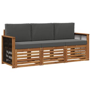 vidaXL Ensembles de canapés avec coussin 3 Pièces Bois d'Acacia Massif