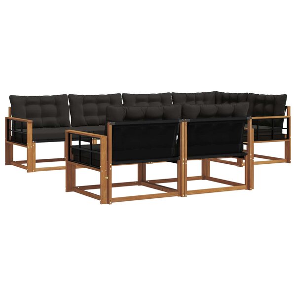 vidaXL Ensemble de canapés d'extérieur 7 pc Naturel et noir
