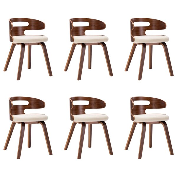 vidaXL Chaises à manger lot de 6 crème bois courbé et similicuir