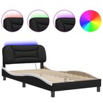 vidaXL Cadre de lit avec lumières LED noir blanc 100x200 cm similicuir