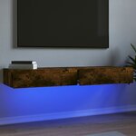 vidaXL Meubles TV avec lumières LED 2 Pièces chêne fumé 60x35x15 5 cm