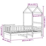 vidaXL Lit de jour avec toit sans matelas 90x200 cm bois massif