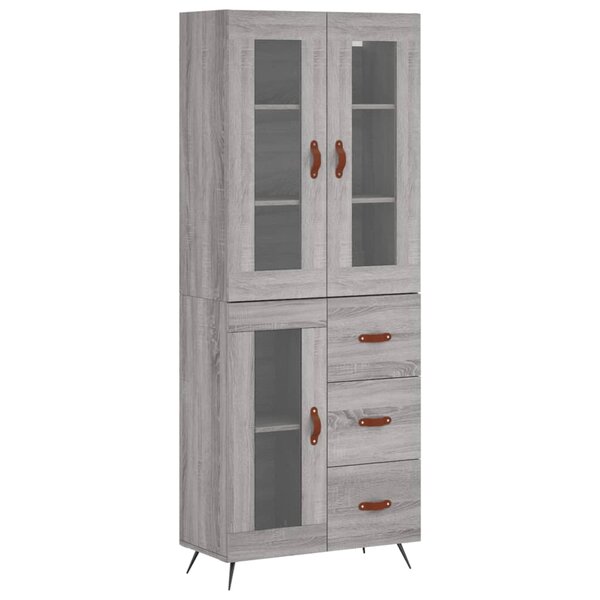 vidaXL Buffet haut Sonoma gris 69 5x34x180 cm Bois d'ingénierie