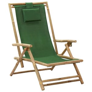 vidaXL Chaise de relaxation inclinable Vert Bambou et tissu