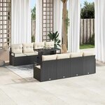 vidaXL Ensemble de canapé de jardin 9 Pièces Noir Poly rotin