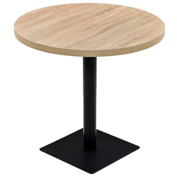 vidaXL Table de bistro MDF et acier Rond 80 x 75 cm Couleur de chêne