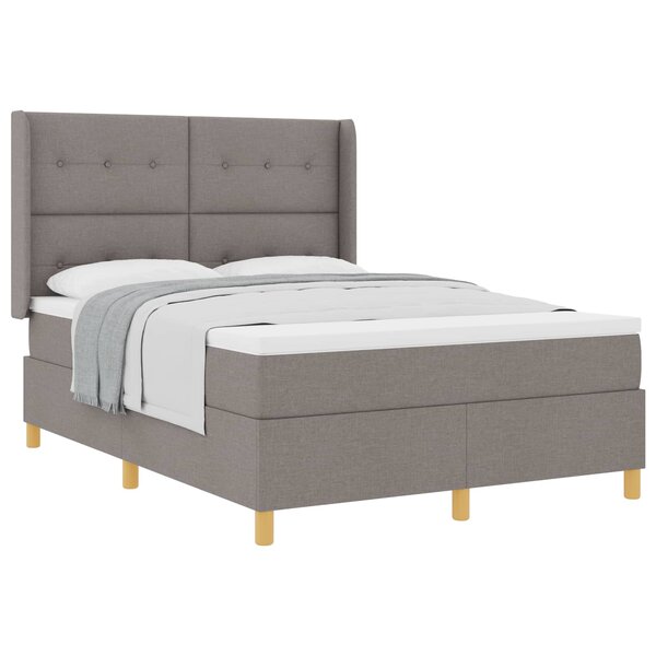 vidaXL Lit à ressorts avec matelas Taupe 160 x 200 cm tissu