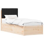 vidaXL Cadre de lit avec tête de lit rembourrée Noir 75 x 190 cm