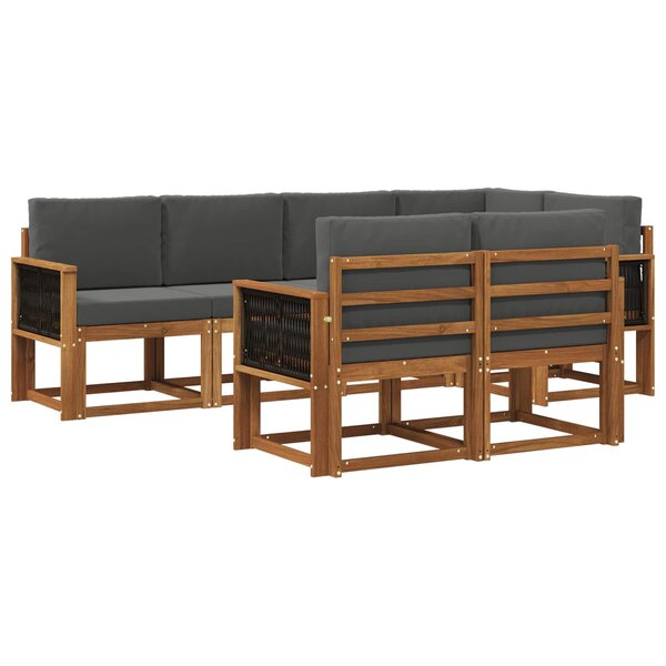 vidaXL Ensemble de canapés d'extérieur 7 pc Naturel et Anthracite