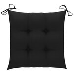 vidaXL Chaises de jardin lot de 2 et coussins noir Bois de teck massif