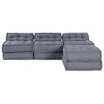 Pouf modulable 4 places convertible en tissu gris vidaXL