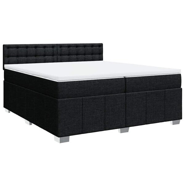 vidaXL Sommier à lattes de lit avec matelas Noir 200x200 cm Tissu