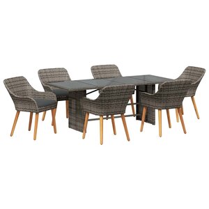 vidaXL Ensemble de salle à manger pour jardin 7 pc Gris polyrotin