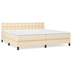 vidaXL Sommier à lattes de lit avec matelas Crème 200x200 cm Tissu
