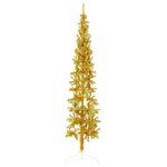 vidaXL Demi sapin de Noël artificiel mince avec support Doré 210 cm