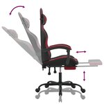 vidaXL Chaise de jeu avec repose-pied Noir/rouge bordeaux Similicuir