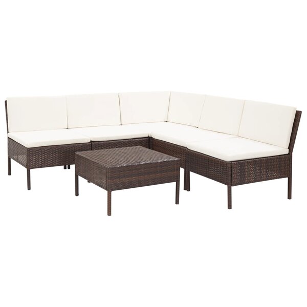 vidaXL Salon de jardin 6 Pièces avec coussins Résine tressée Marron